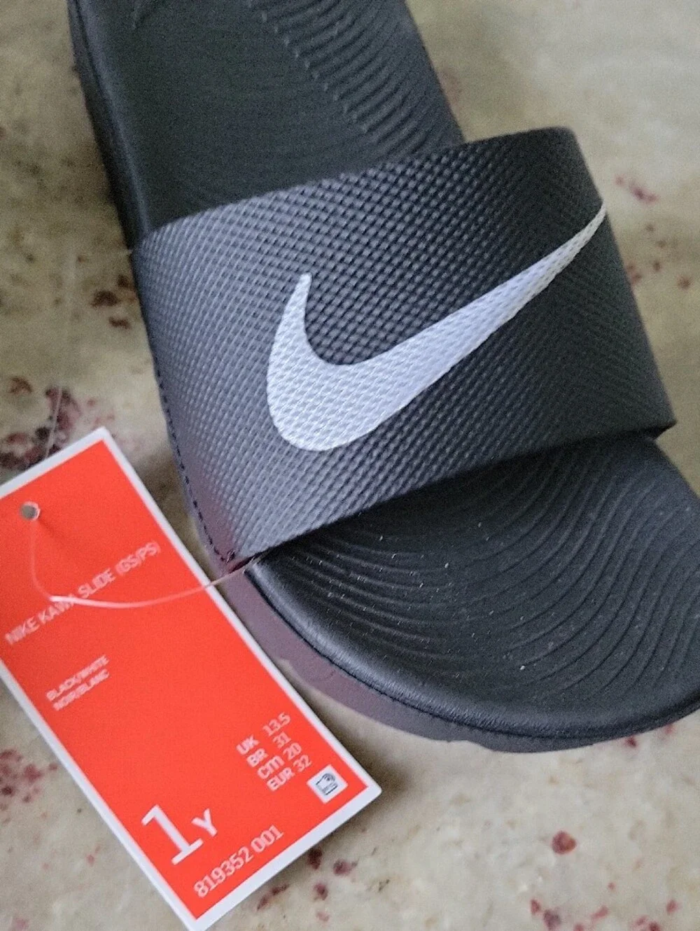 Nike Kids Black Slide Sandals with White Swoosh